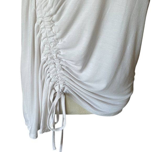 Express Asymmetrical White Ruched Sleeveless Lightweight Tank Top Women Size M - Picture 4 of 7